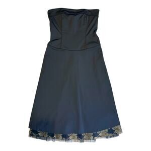 Vintage Y2K To The Max Black Strapless lace trim Goth dark romantic dress. 4